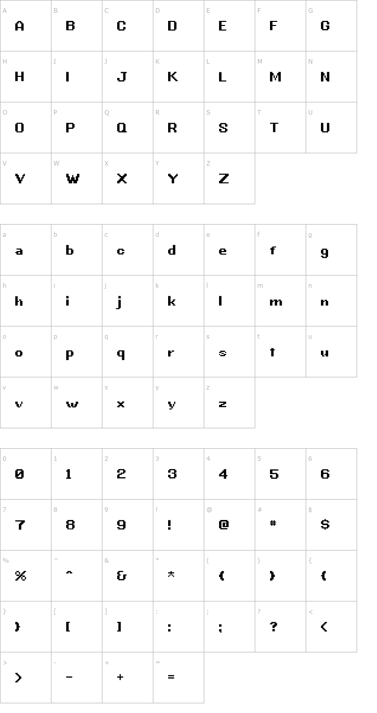 Character Map G.B.BOOT Font