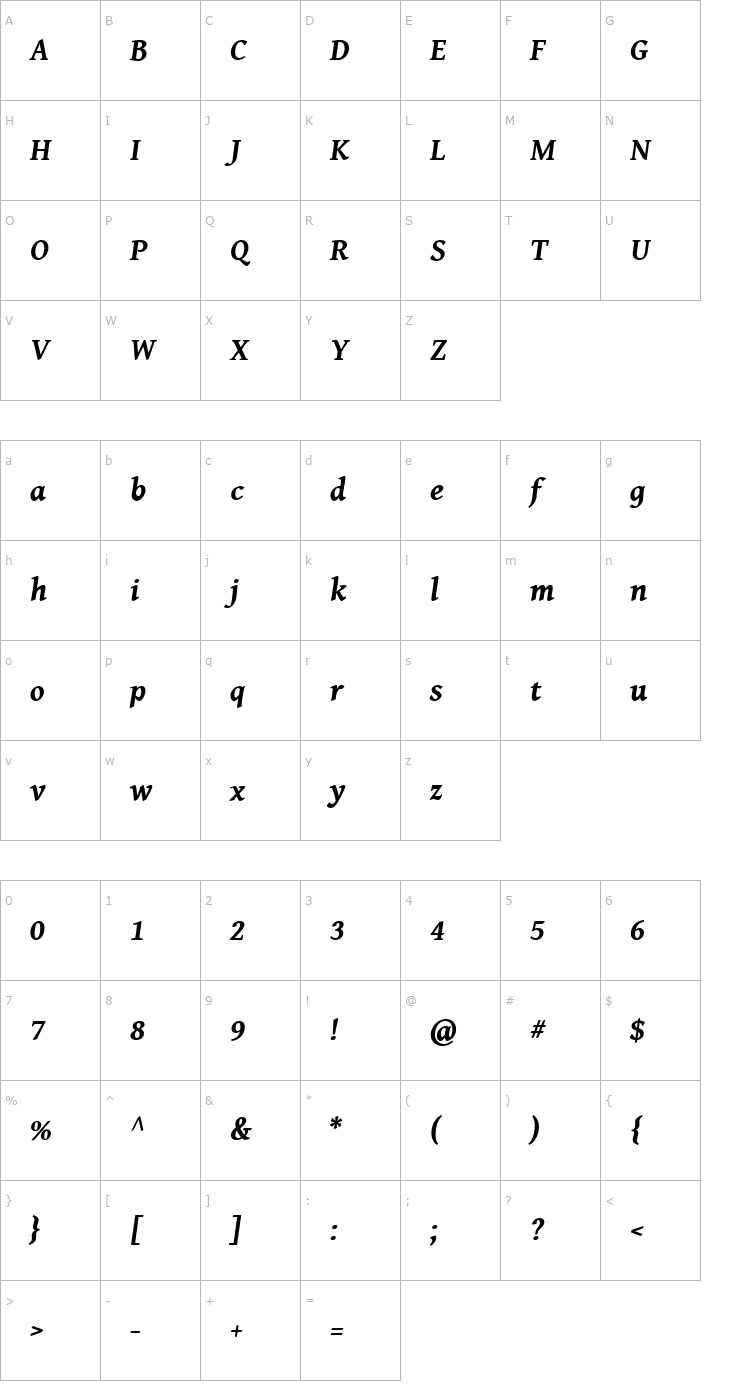 Character Map Gentium Book Basic Bold Italic Font