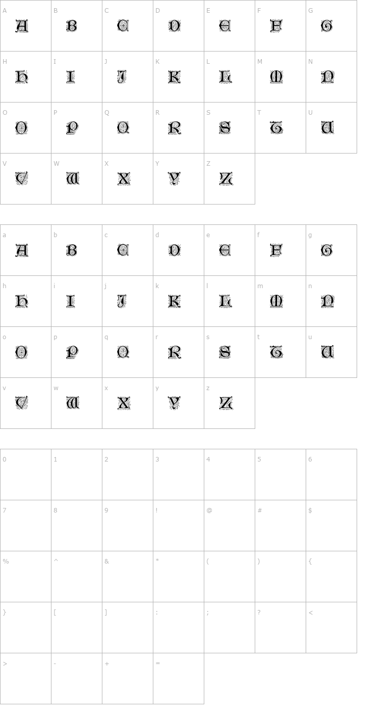 Character Map GenzschInitials-Normal Font