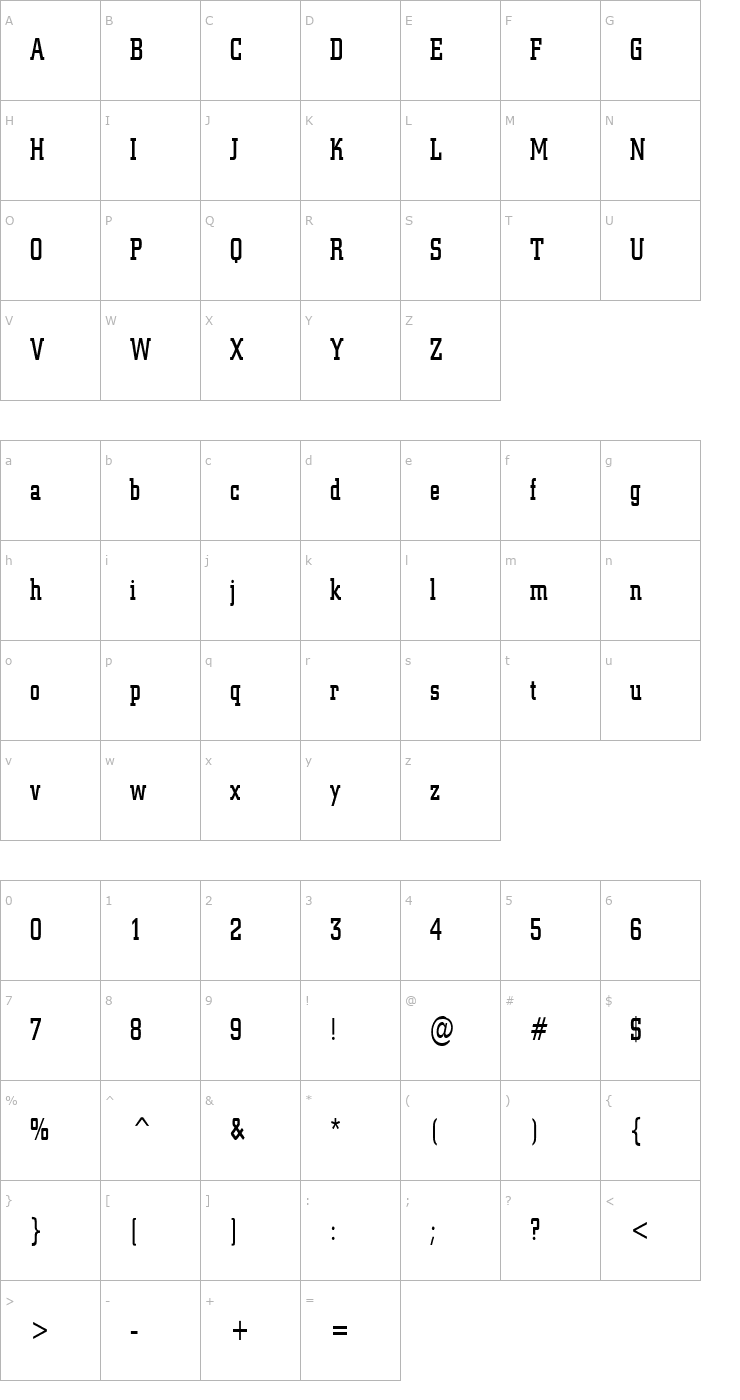 Character Map Geo 957 Thin Normal Font