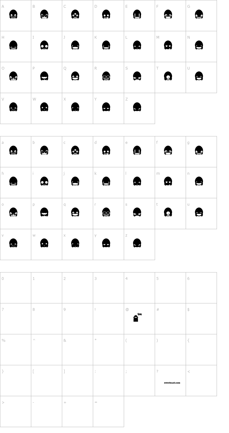 Character Map Ghost Smileys Font