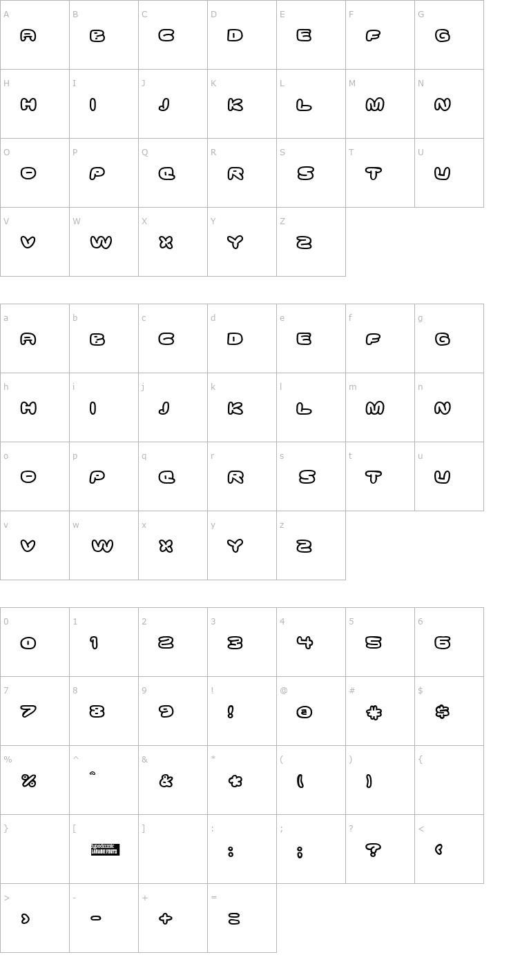 Character Map Ghostmeat Font