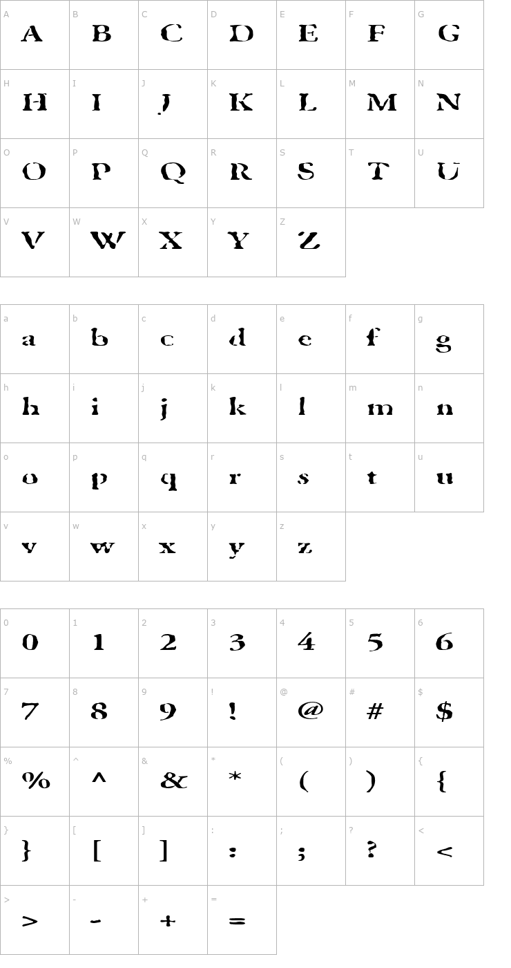 Character Map GhostTownExtended Font