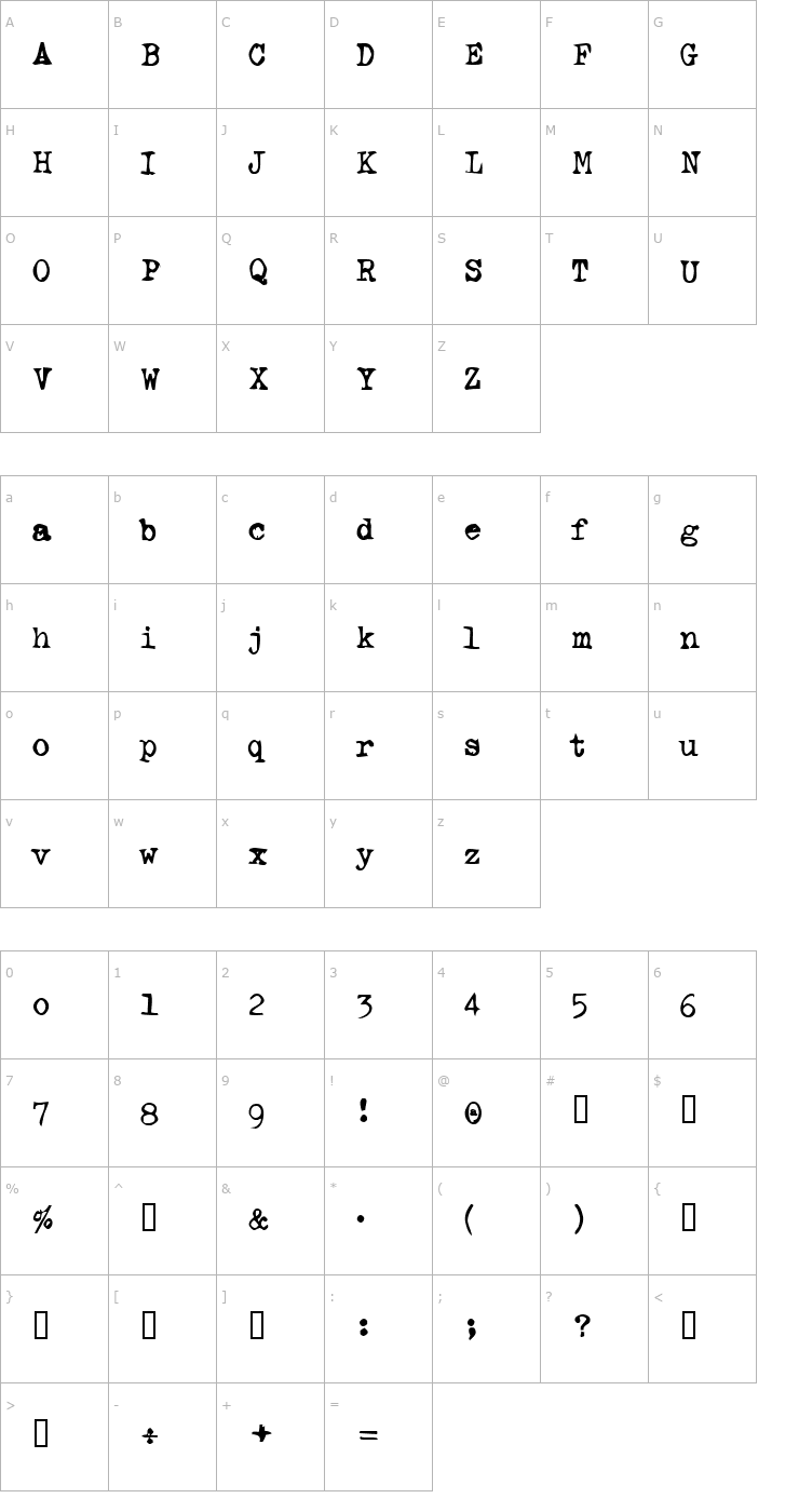 Character Map Ghostwriter Font