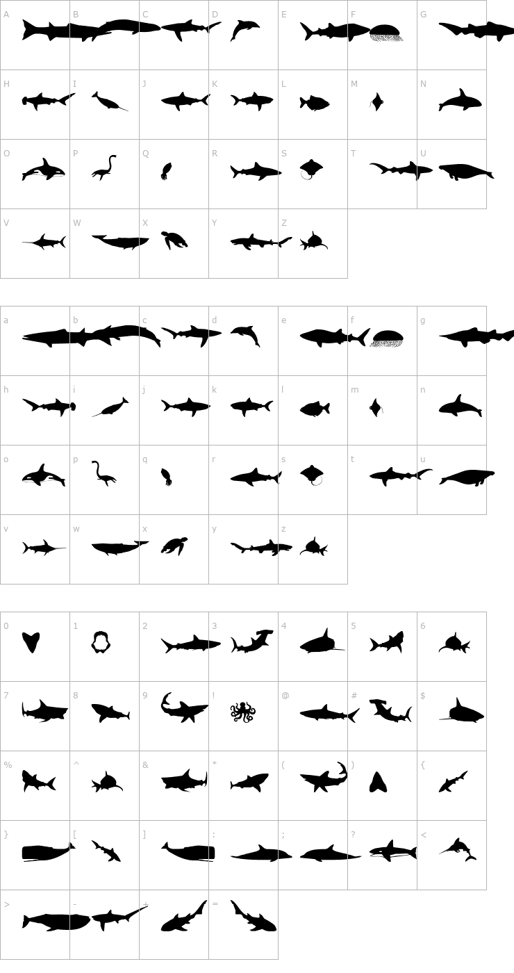 Character Map Giants of the Sea Font