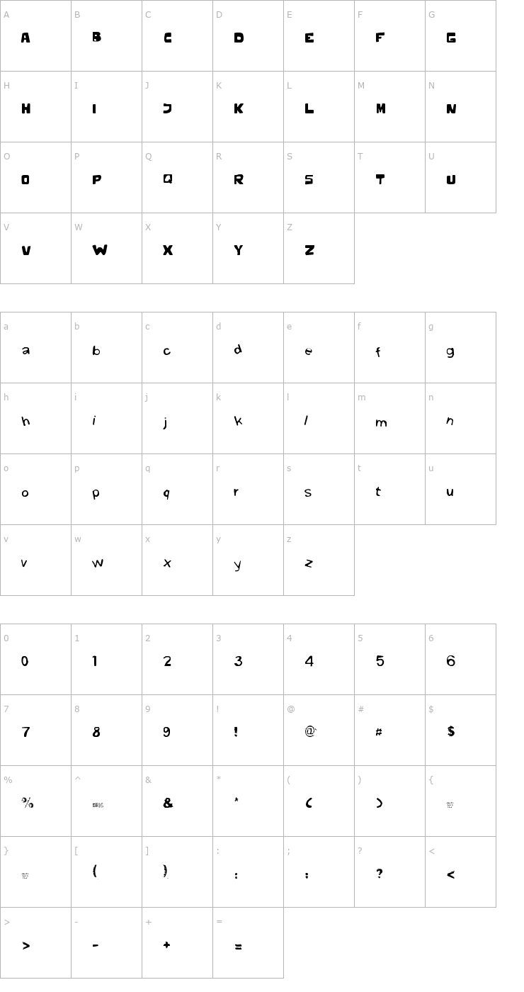 Character Map Gibbard Erc 01 Font