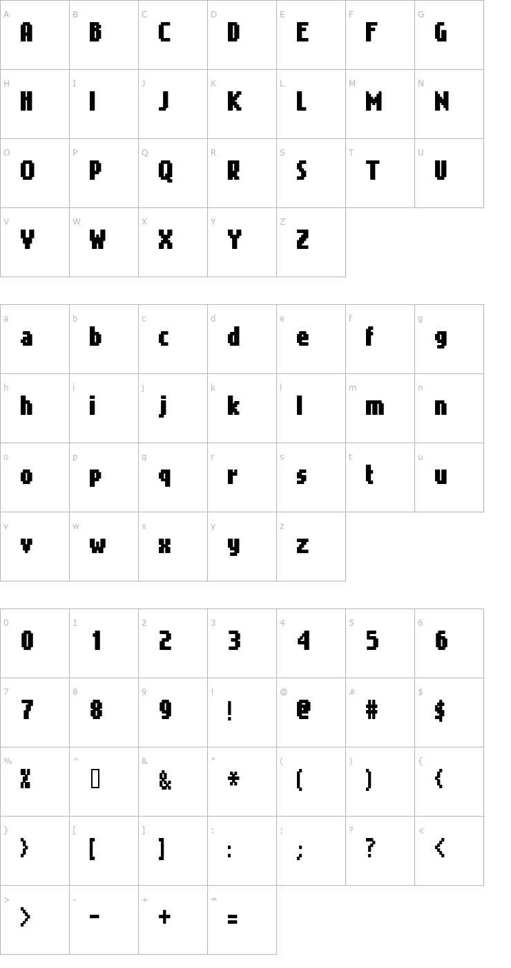 Character Map Gimenells Font