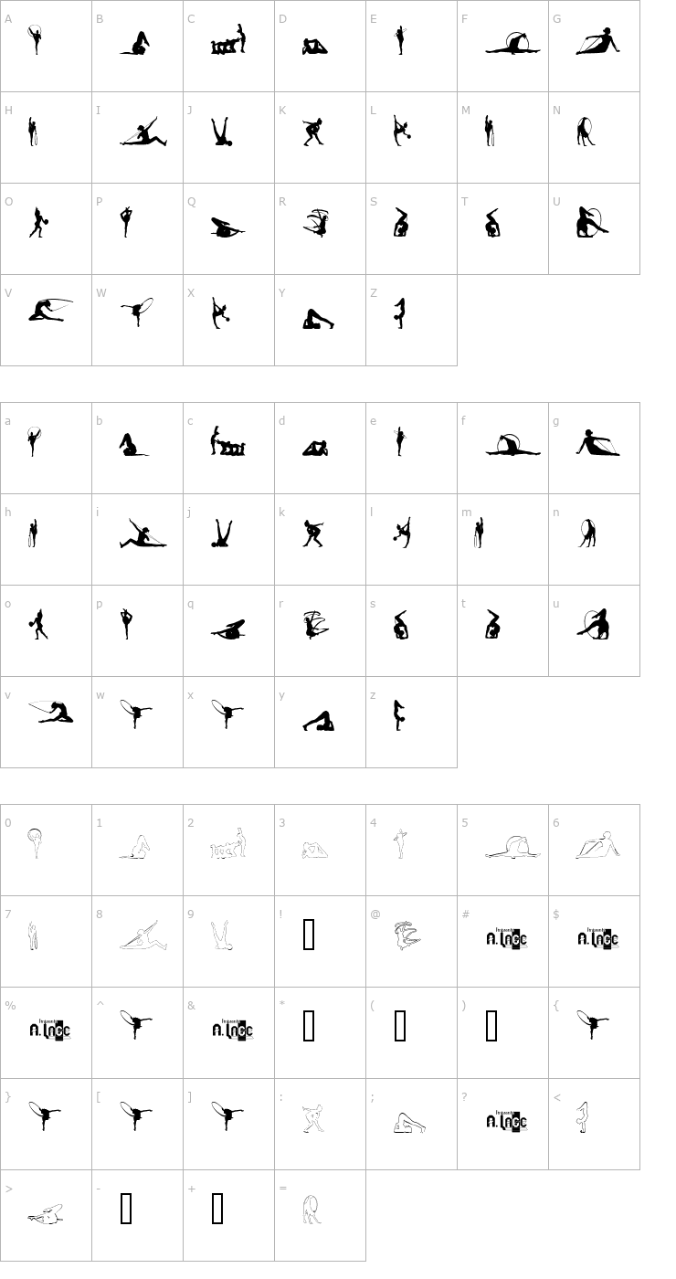 Character Map Gimnasia Font