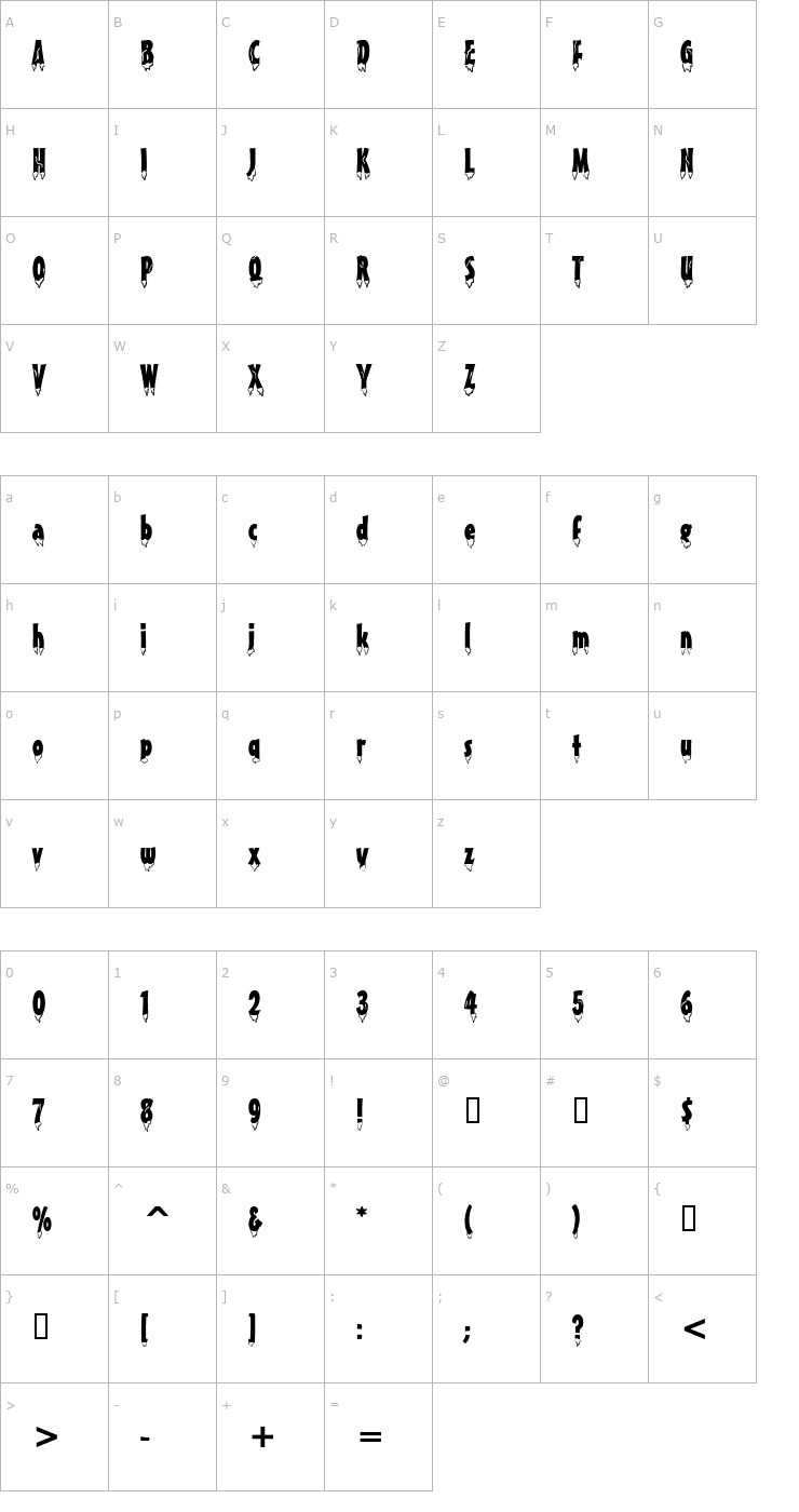 Character Map Givre Normal Font