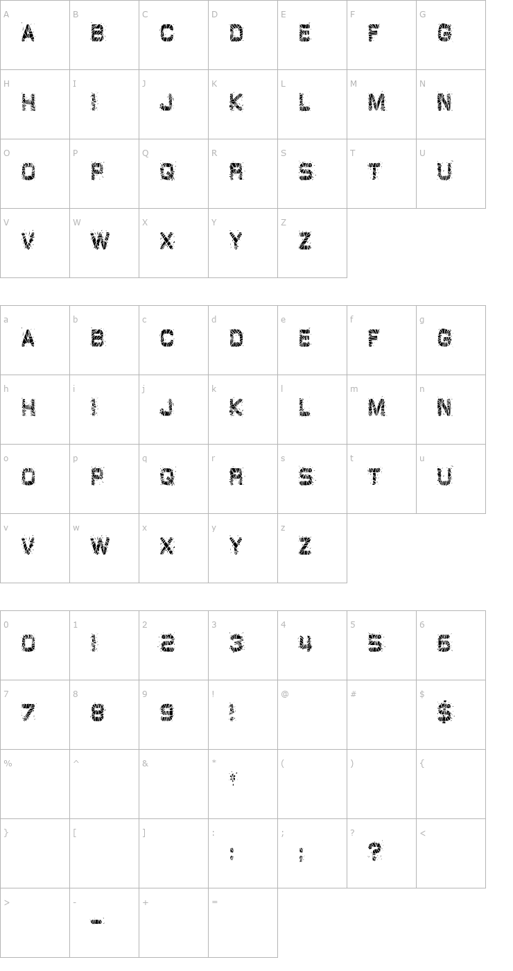 Character Map Glaz Krak solid Font