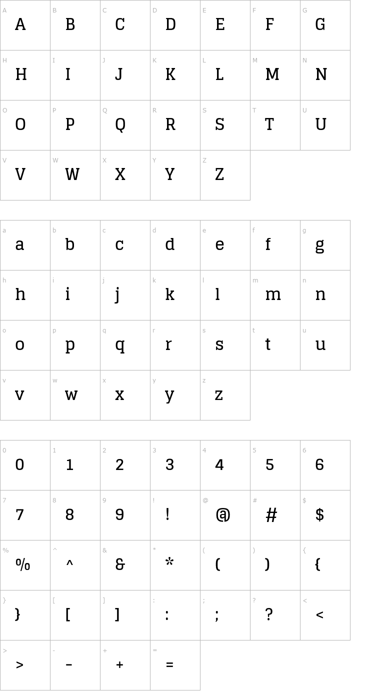 Character Map Glegoo Bold Font