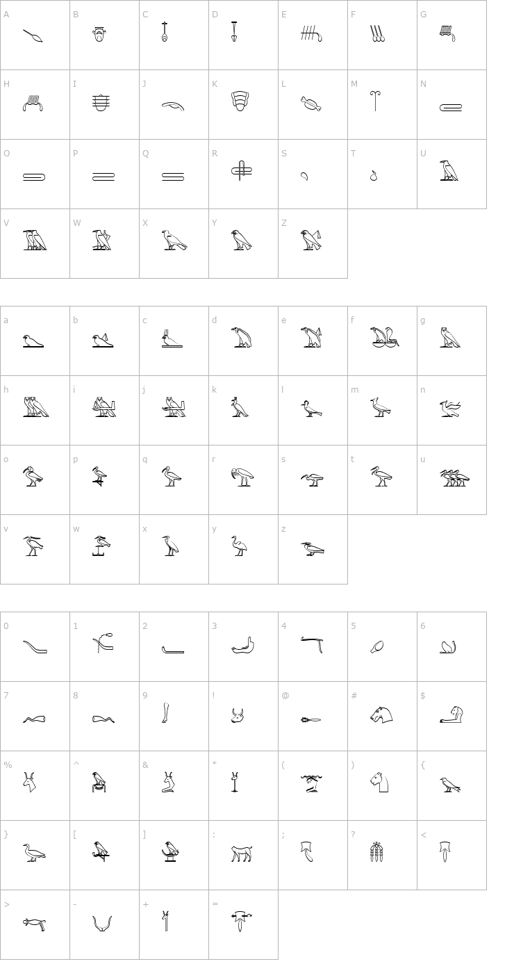 Character Map GlyphBasicB Font