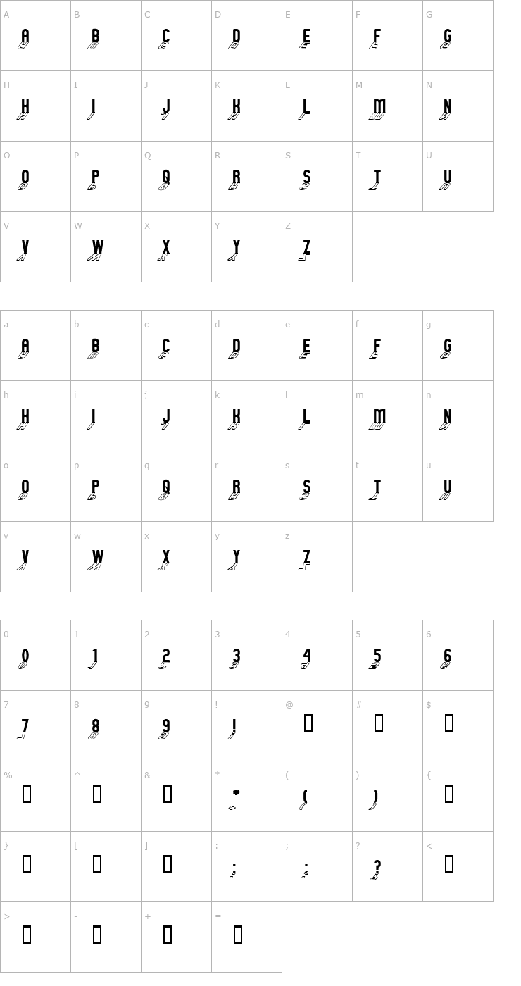 Character Map GM Exp Shadow outline Font