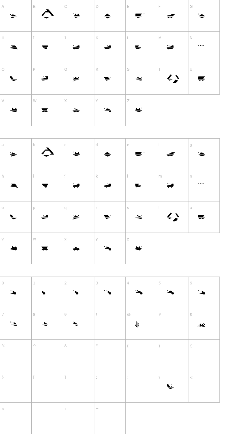 Character Map G.Machine Font