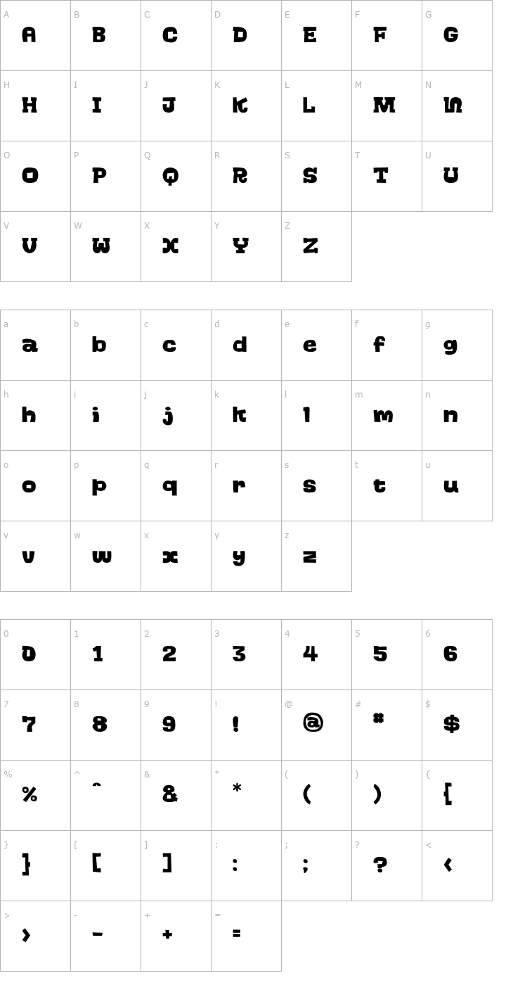 Character Map Go-Go-Go Font