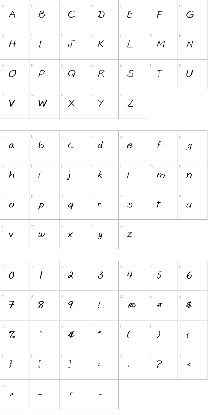 Character Map Goobascript Font