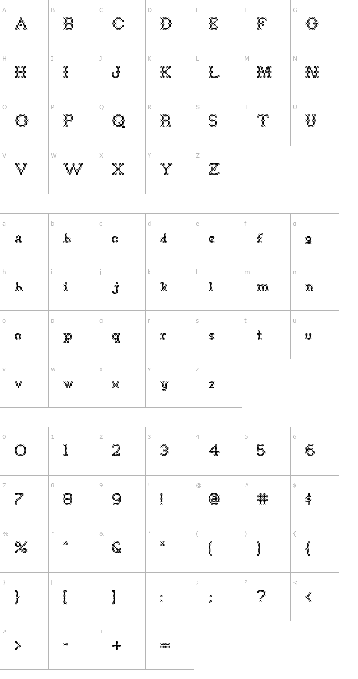 Character Map Goodbye Crewel World NF Font