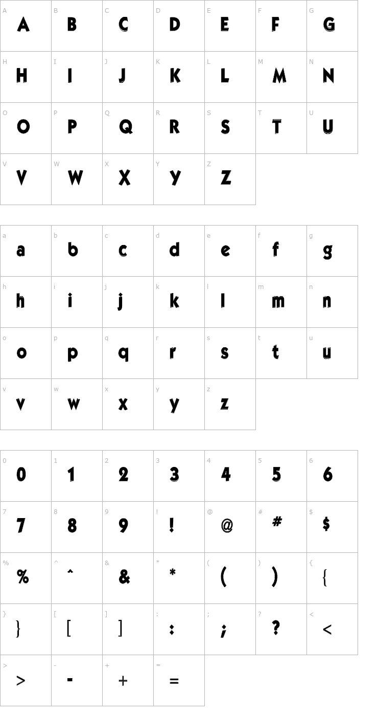 Character Map Gorlock Bold Font