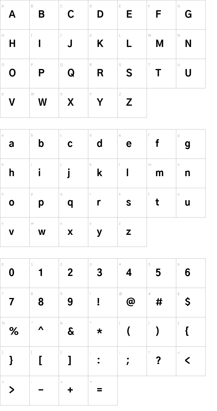 Character Map Gothic A1 ExtraBold Font