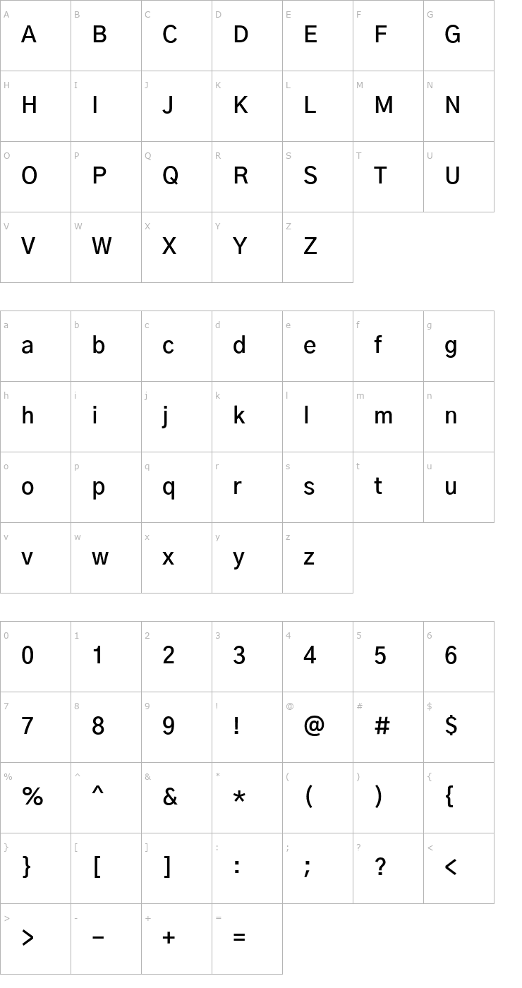 Character Map Gothic A1 SemiBold Font