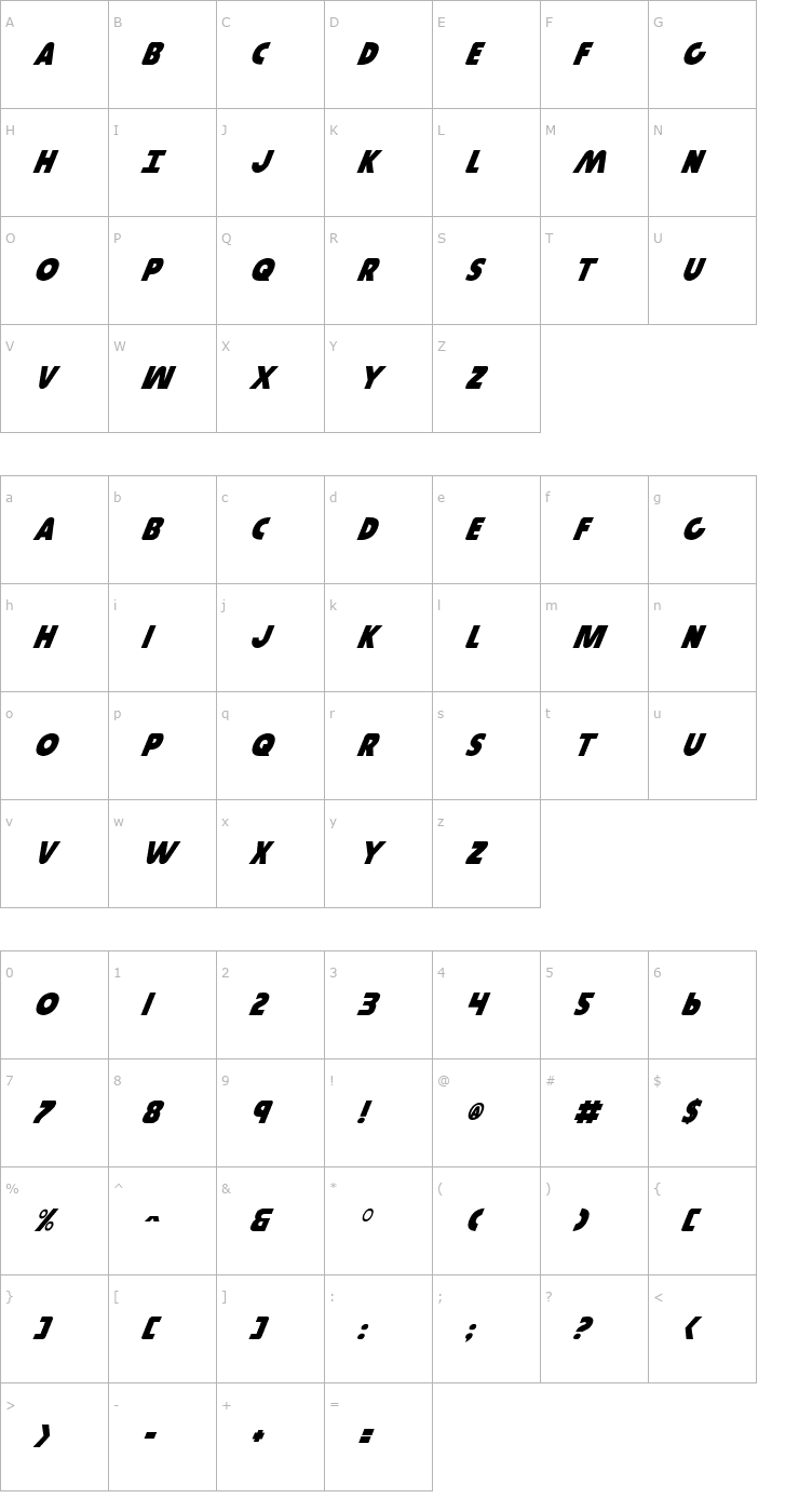 Character Map Governor Italic Font