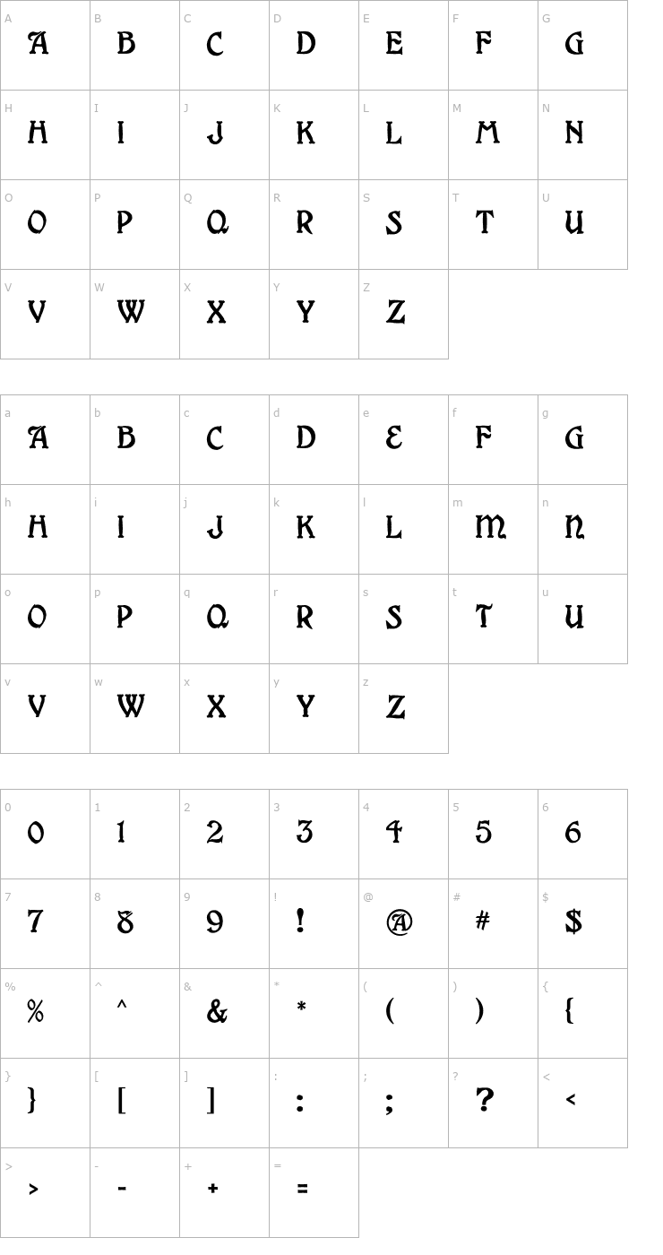 Character Map Grange Font