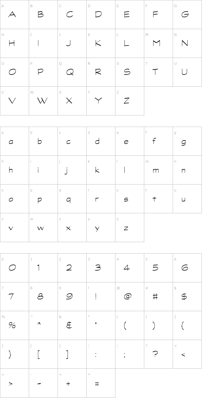 Character Map Graphite Light Font