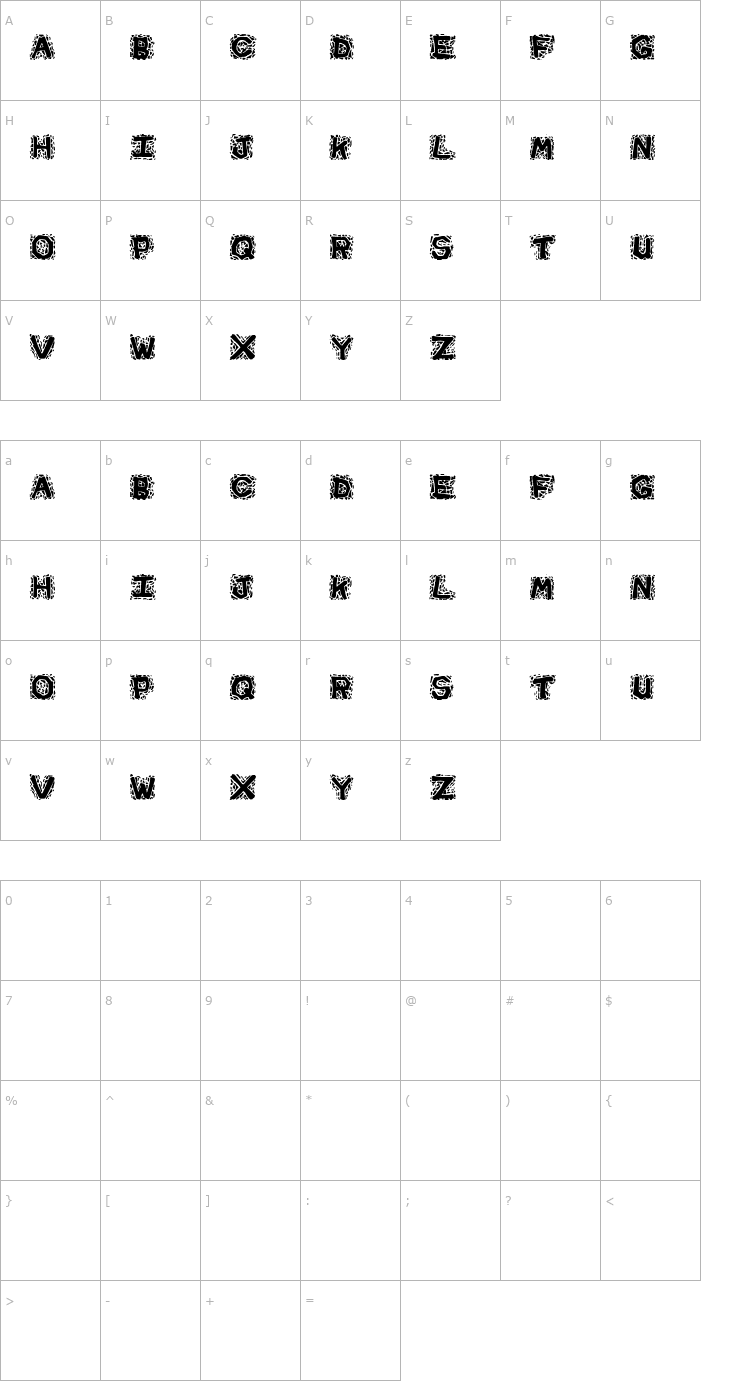 Character Map Gravel Font