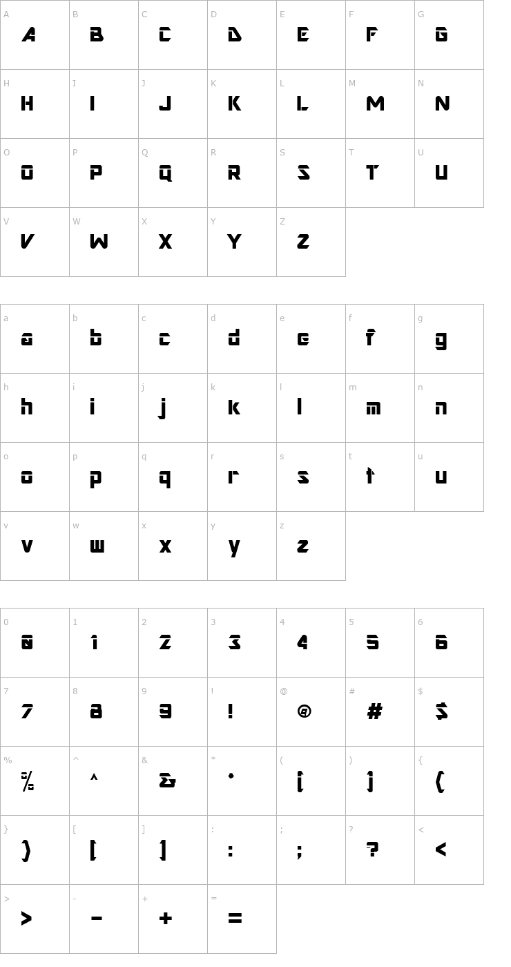 Character Map Gravicon Display Font