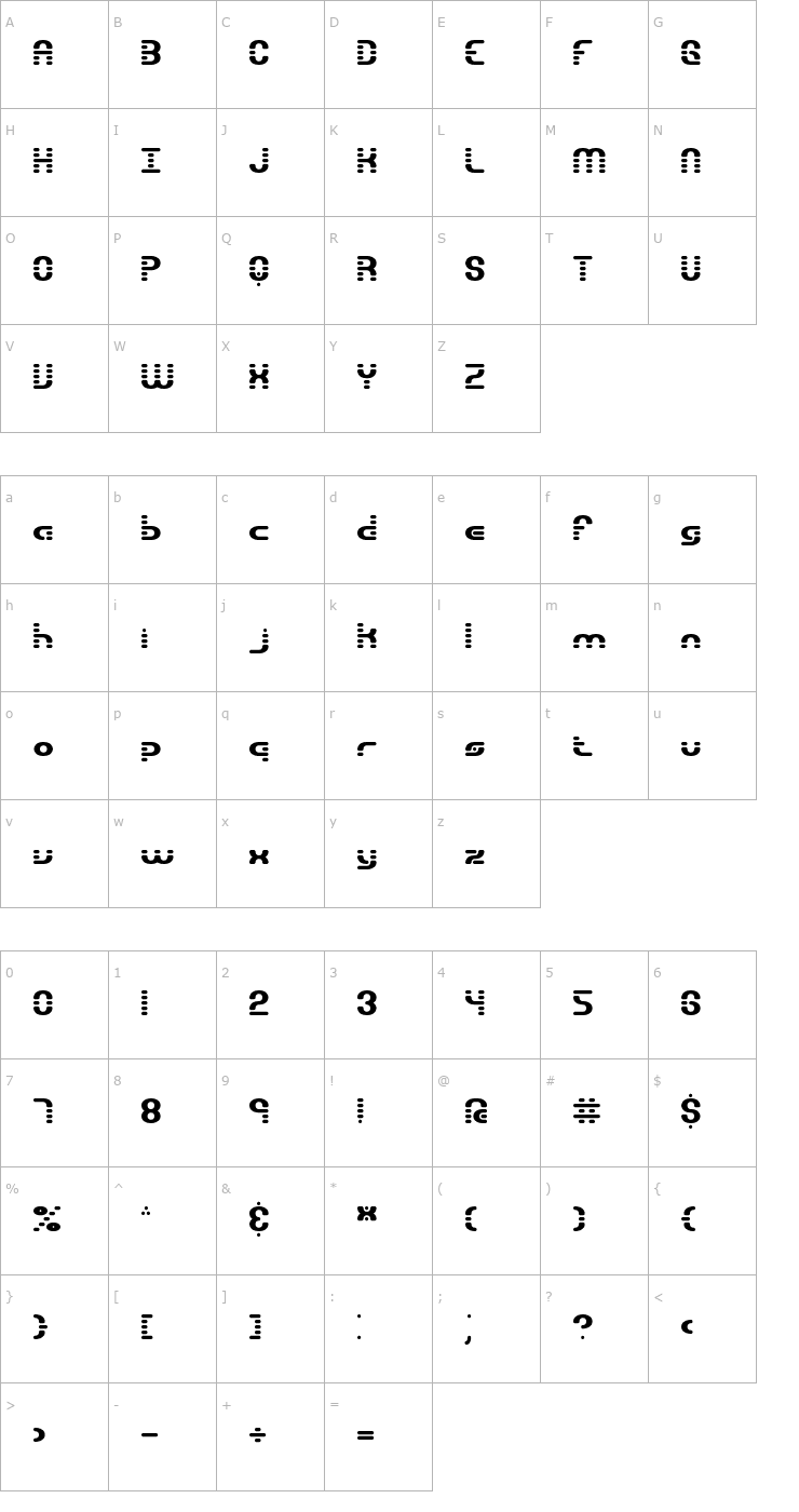 Character Map Gravitate Segments BRK Font