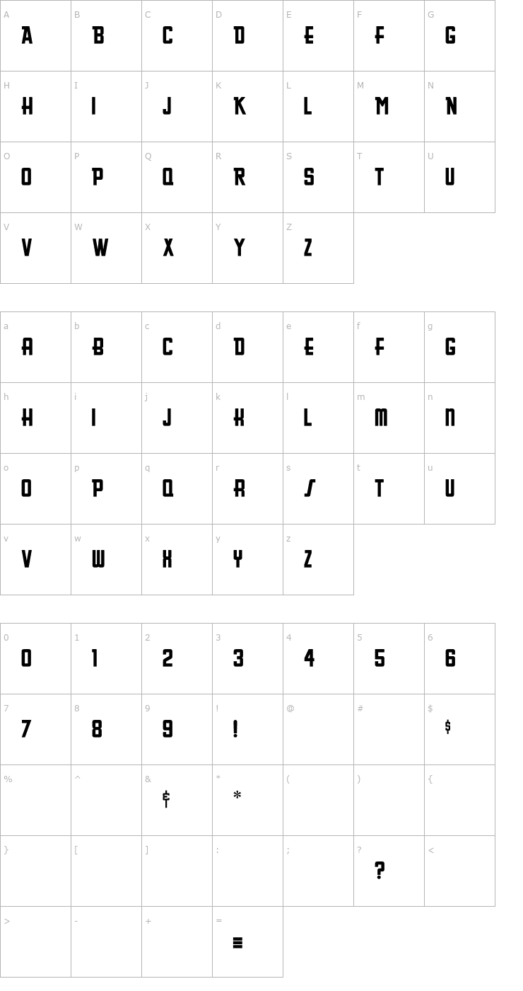 Character Map GreasySpoonMenu Font