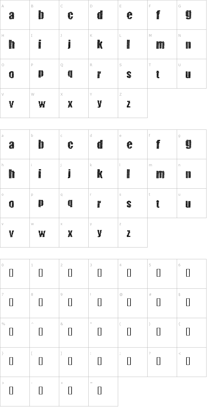 Character Map GreatVengeance Font