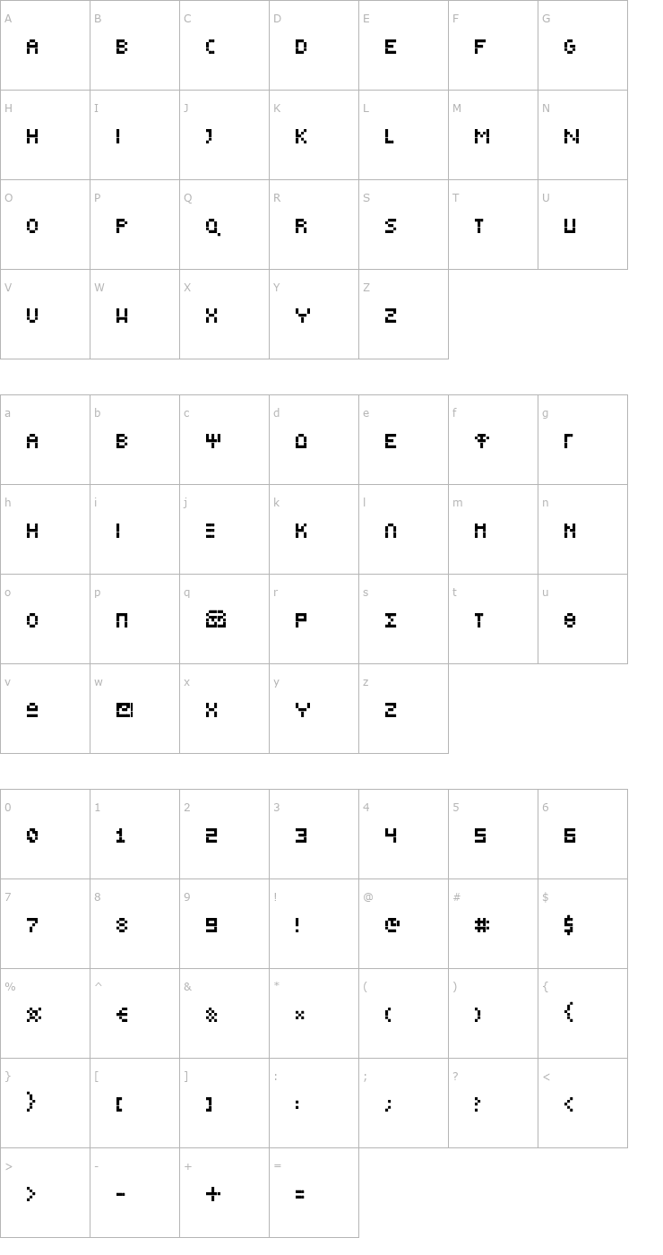 Character Map Greek Bear Tiny E Font