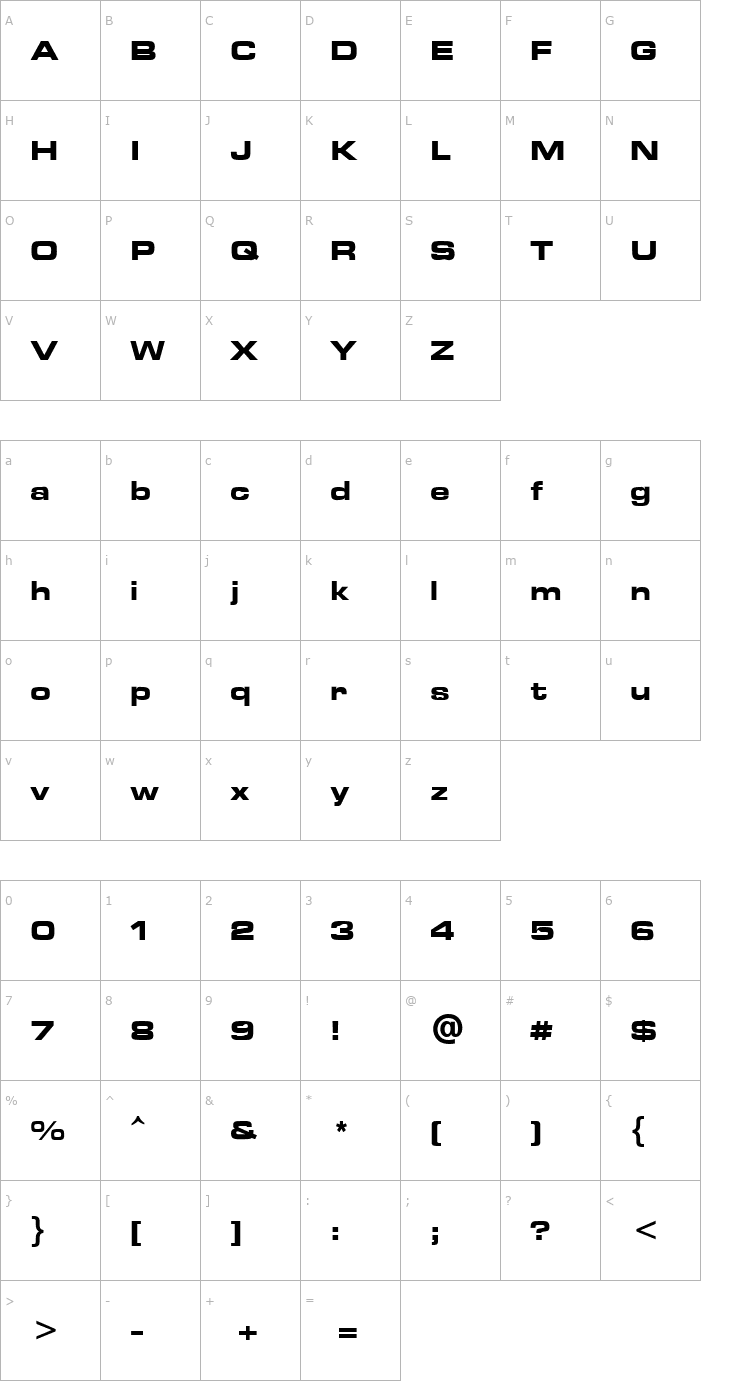 Character Map Green Mountain 3 Font