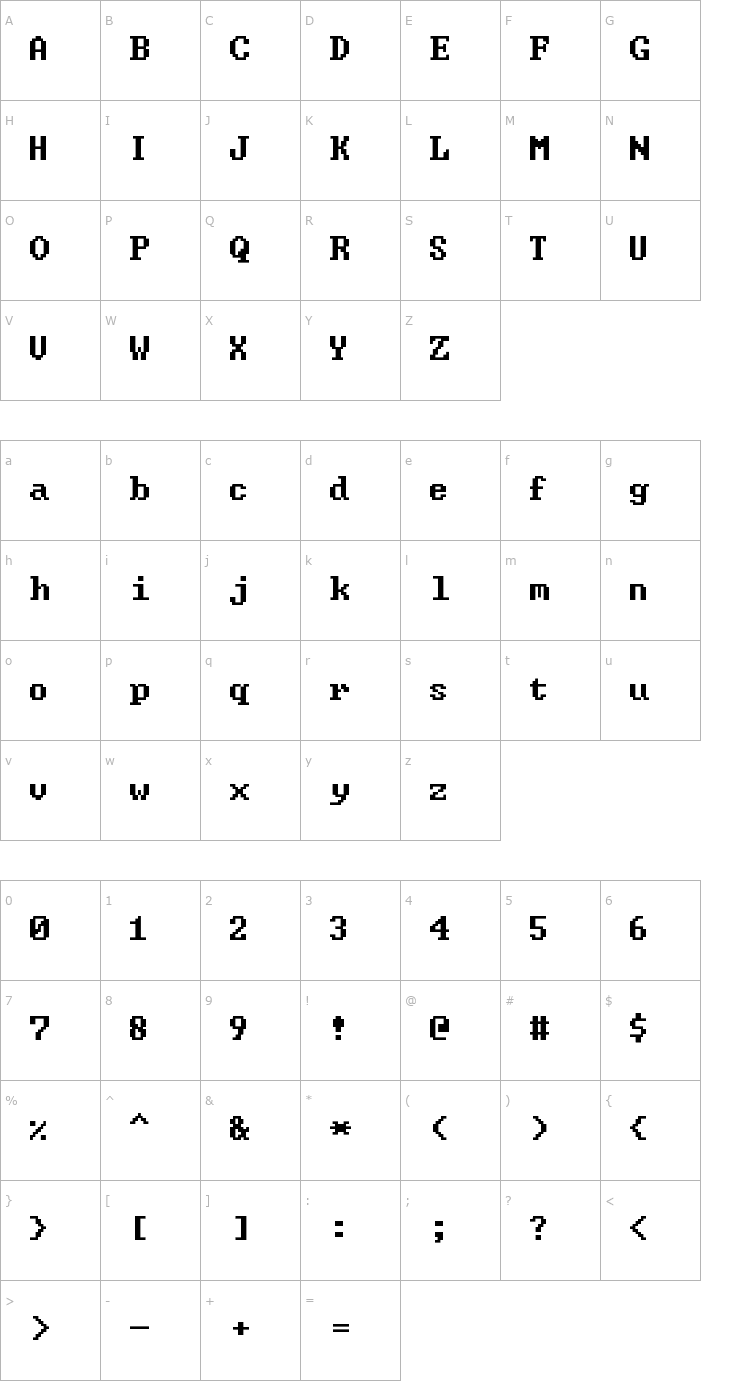 Character Map Green Screen Font