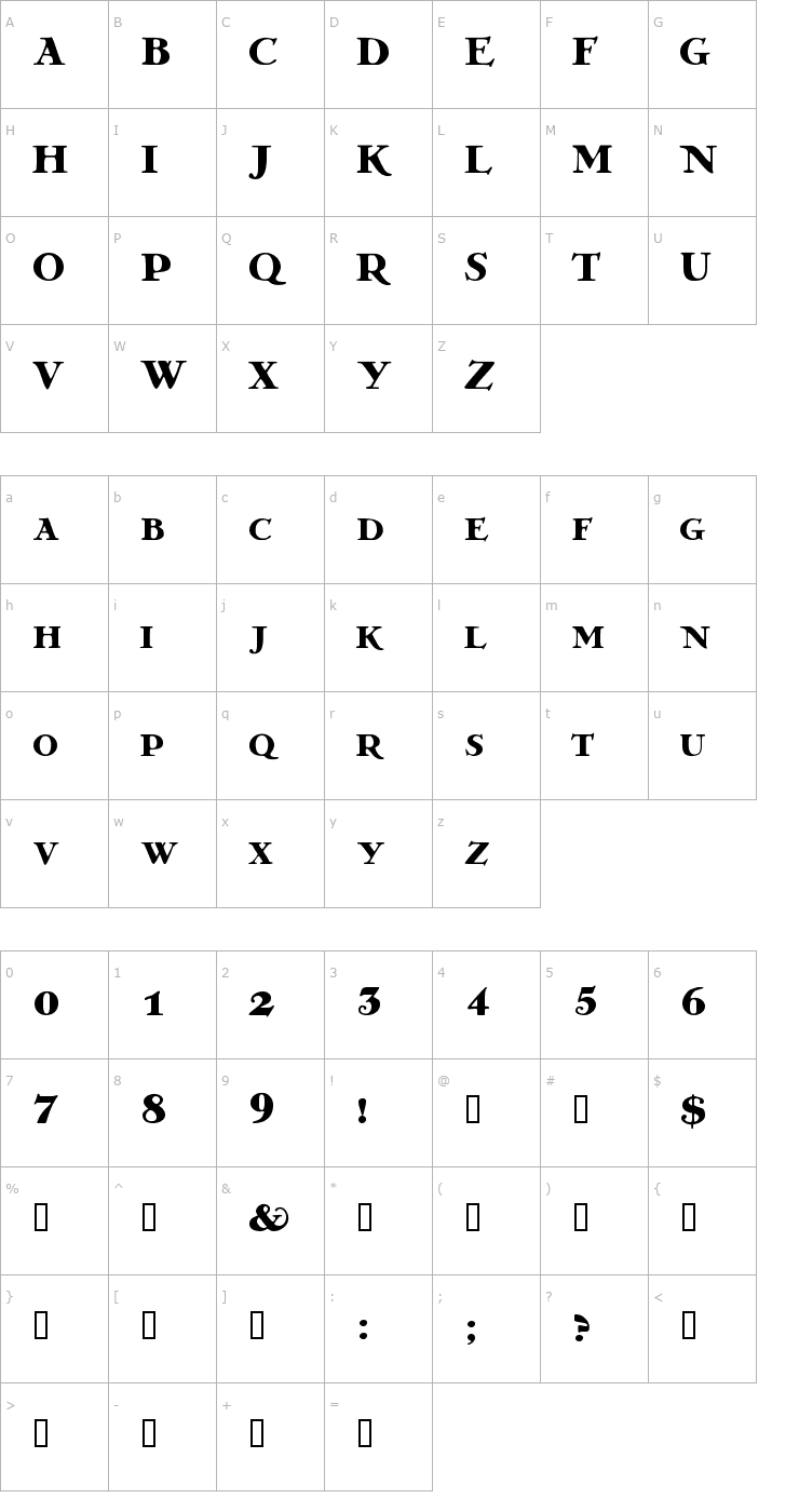 Character Map GrekoDeco Bold Font