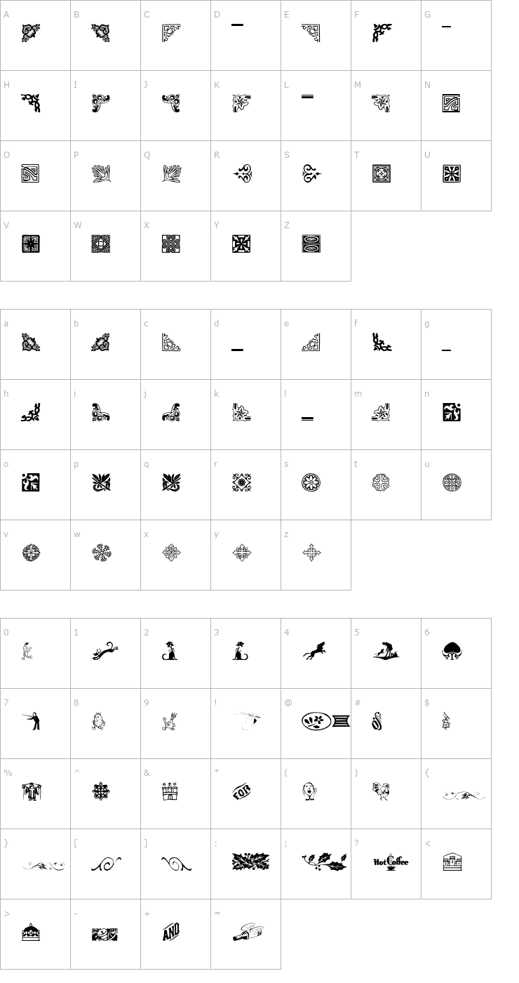 Character Map GriffinDingbats1 Font