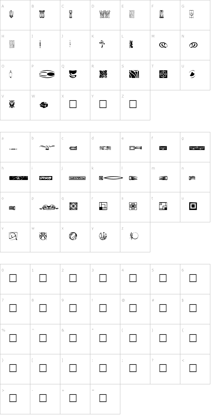 Character Map GriffinDingbats2 Font