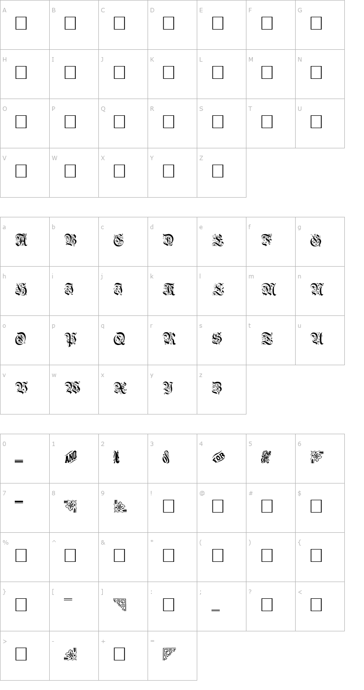 Character Map GriffinTwo Font