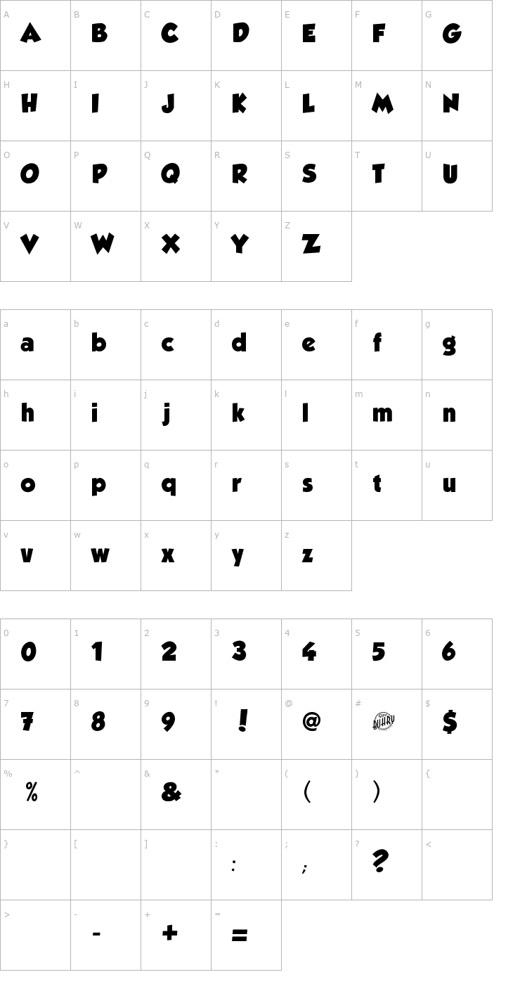 Character Map Grobold Font