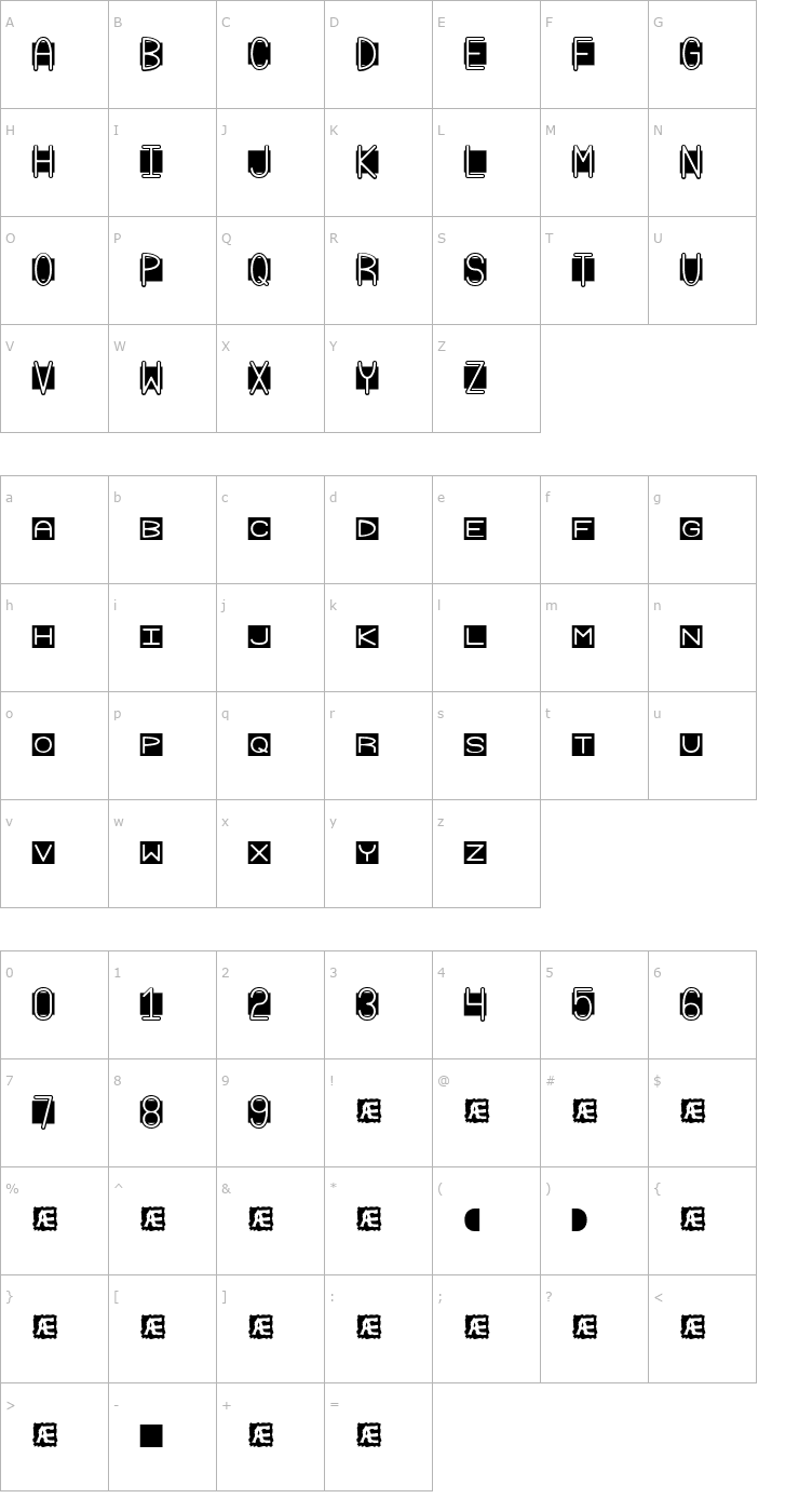 Character Map Grudge (BRK) Font