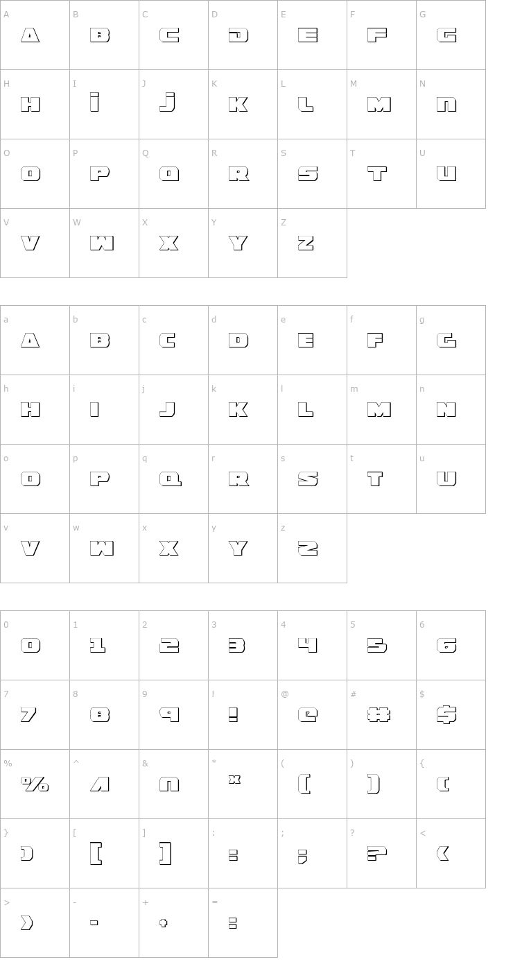 Character Map Guardian Shadow Font