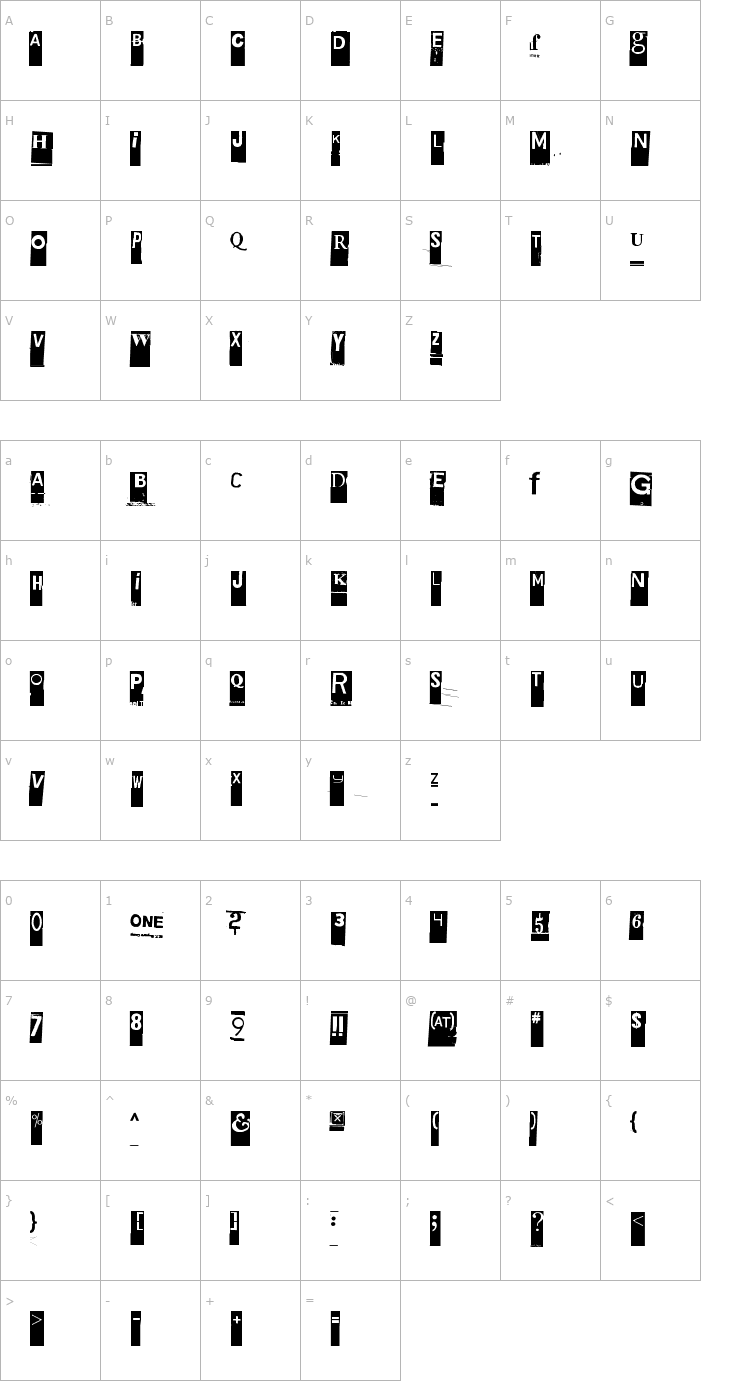 Character Map Gubben I L Font