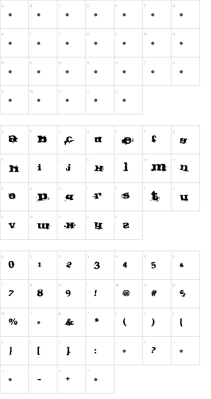 Character Map Guilty Font