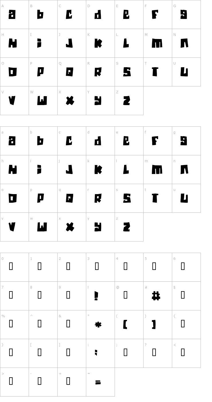 Character Map Guinea pigs Font