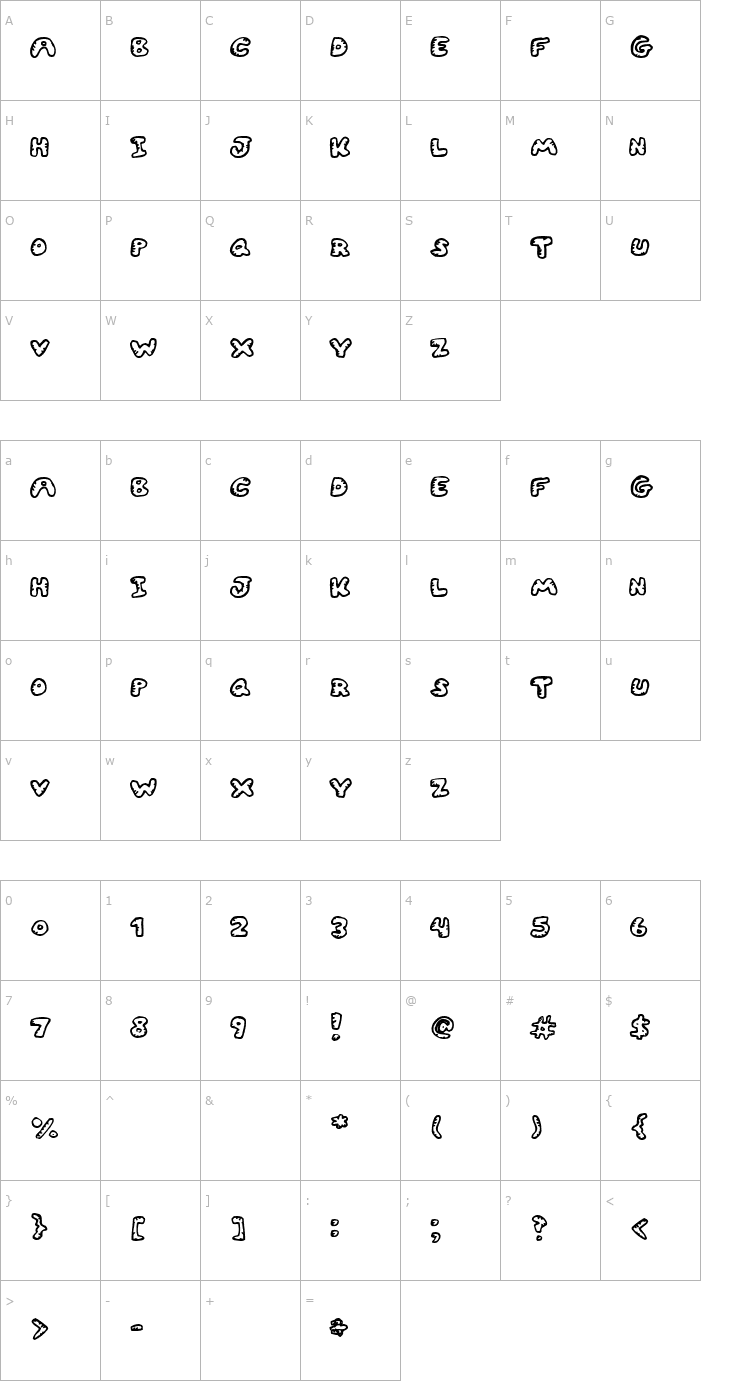 Character Map Gwibble Font