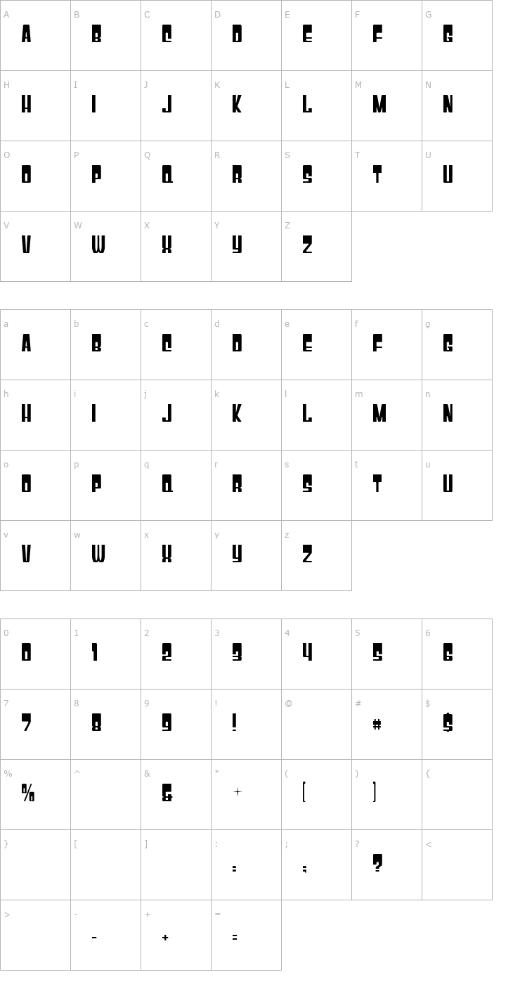 Character Map Gyparody Font