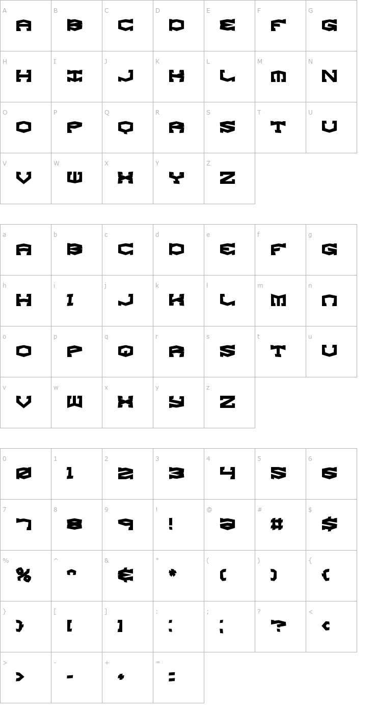 Character Map Gyrose Shift BRK Font