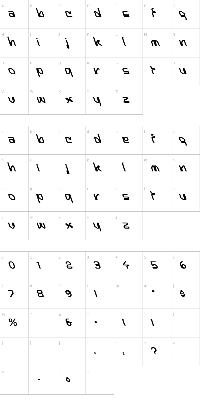 Character Map Hairpin Pushed to The Left Bold Font