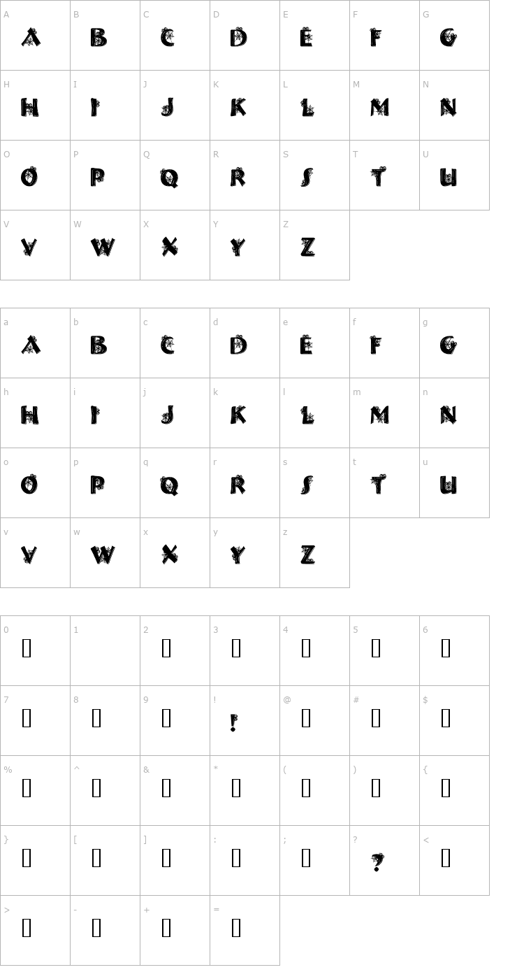 Character Map Halloween Spider Font